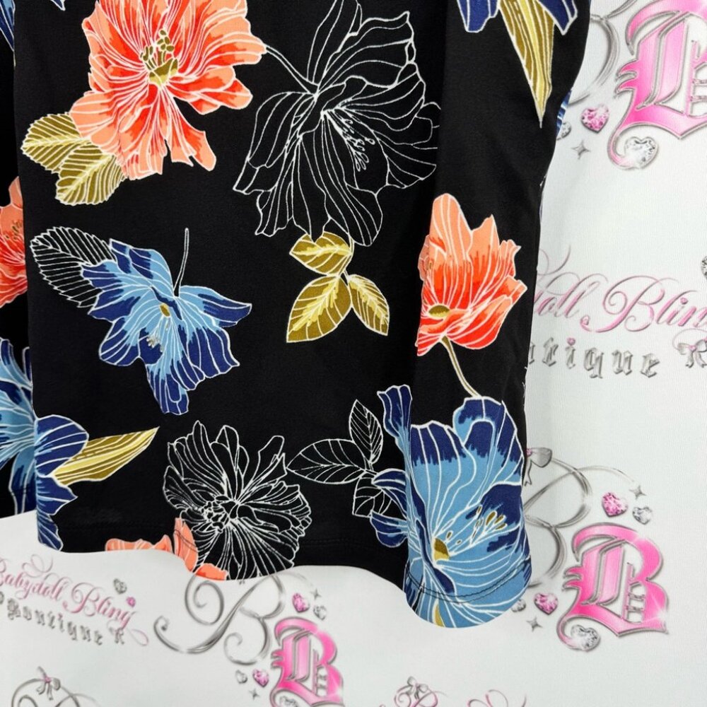 Jules & Leopold top Black Tank Top with Multicolor Floral Design flowers - Picture 3 of 6